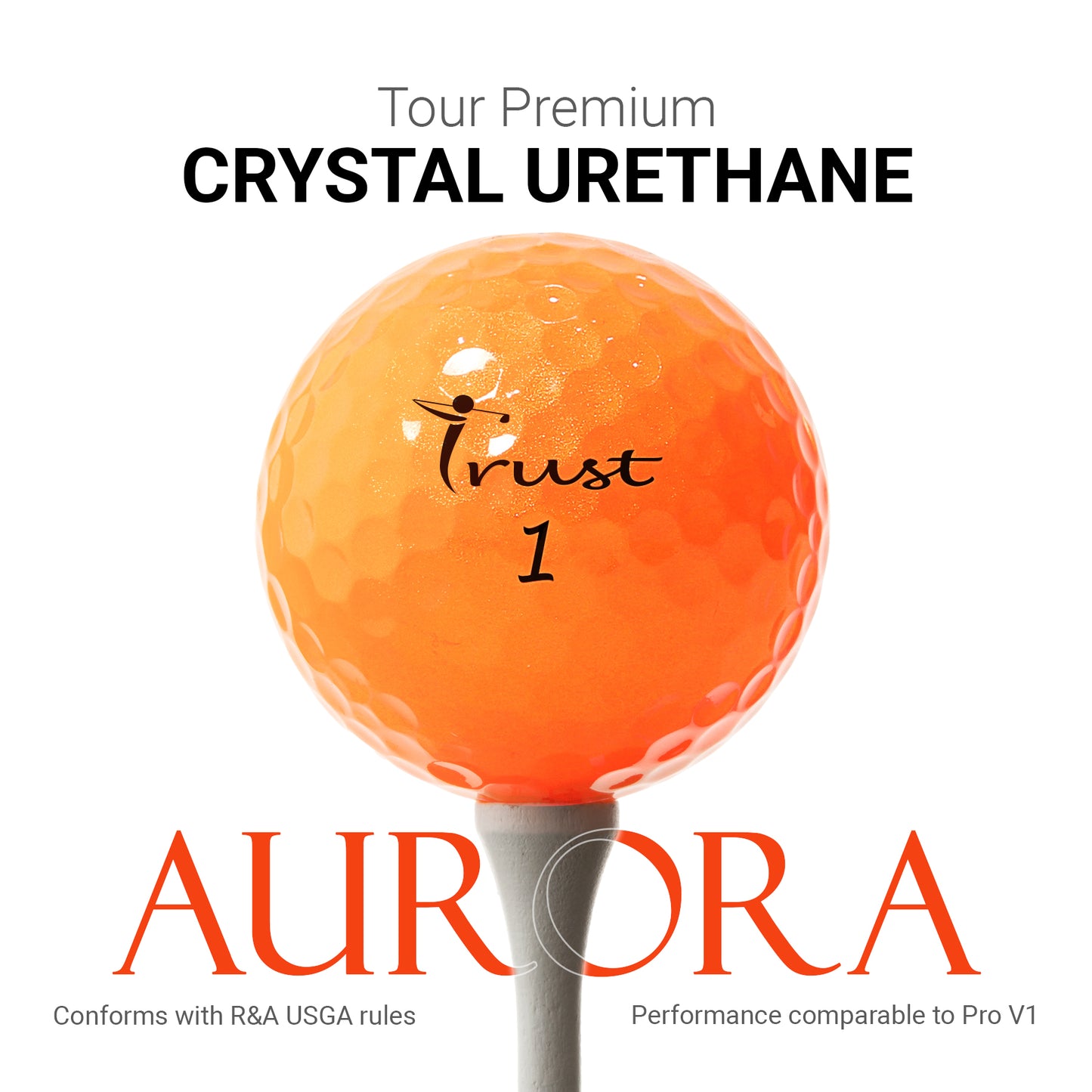 K9 Aurora Crystal Urethane Golf Ball - Bright Orange