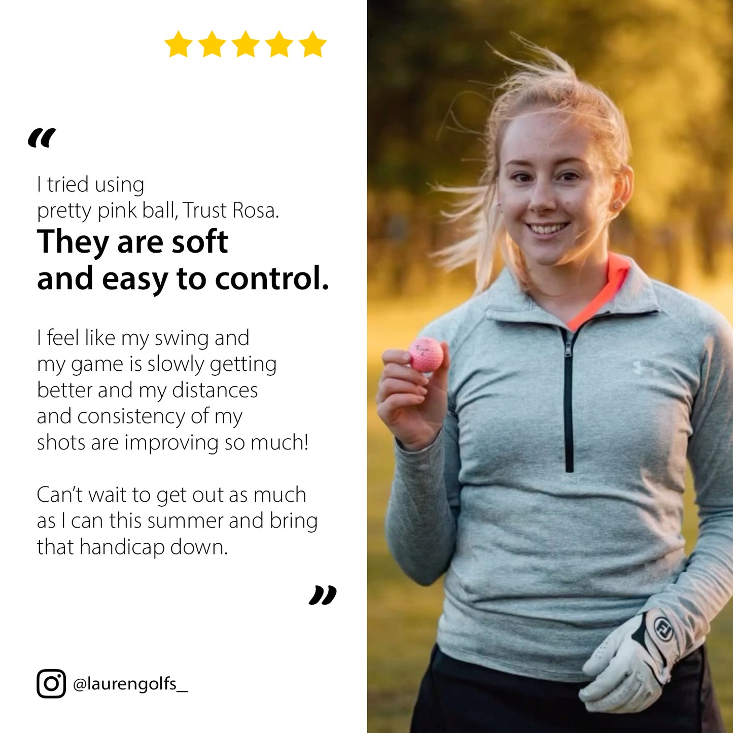 K9 Rosa Crystal Urethane Golf Ball - Golden Pink