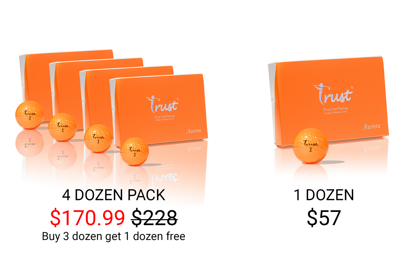 K9 Aurora Crystal Urethane Golf Ball - Bright Orange