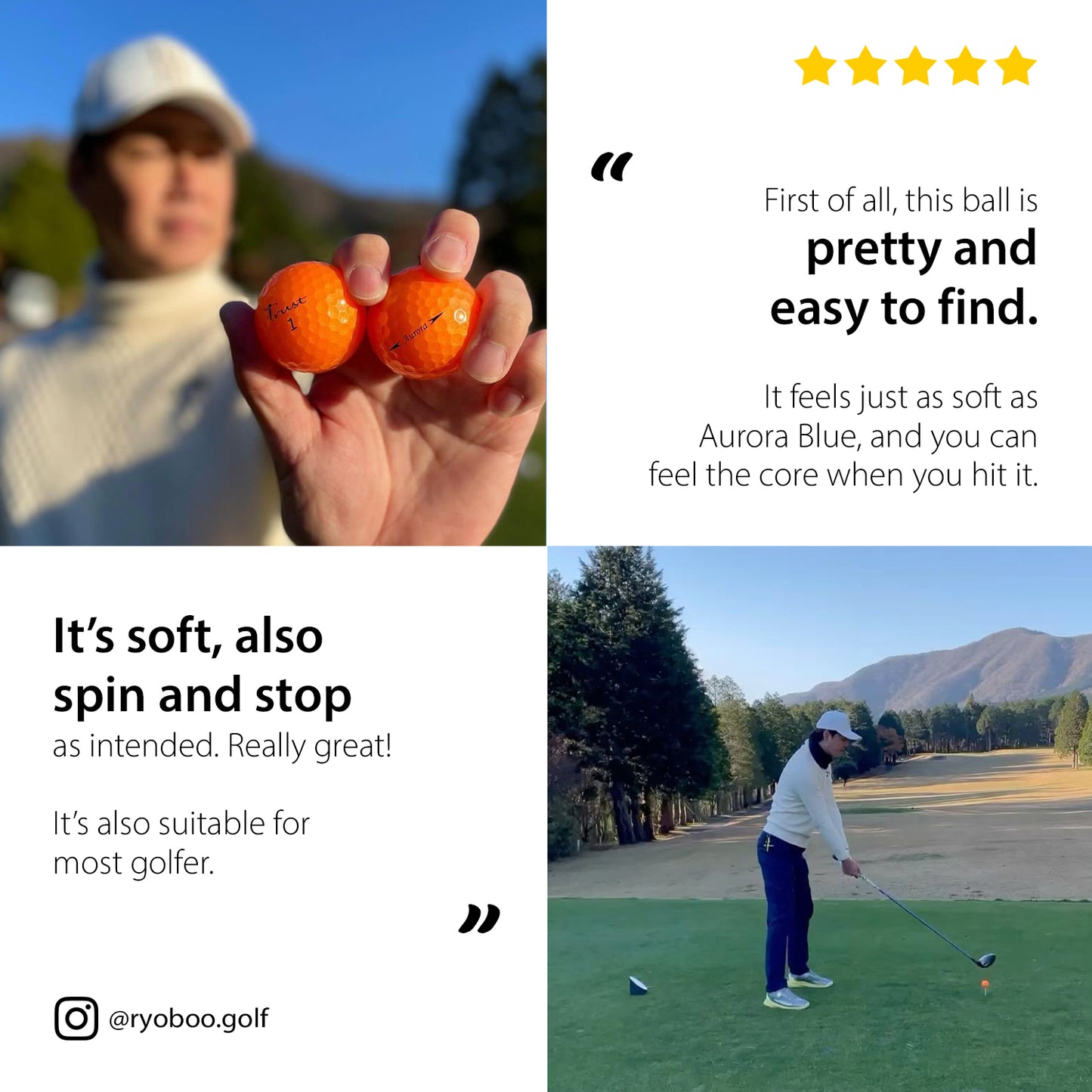 K9 Aurora Crystal Urethane Golf Ball - Bright Orange